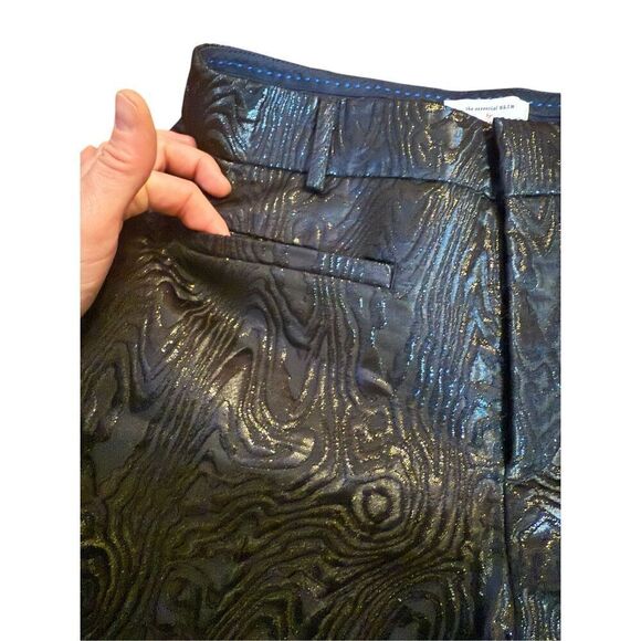 Anthropologie The Essential Slim Straight Pants Womens Sz 4 Black Motif Textured - Picture 13 of 16